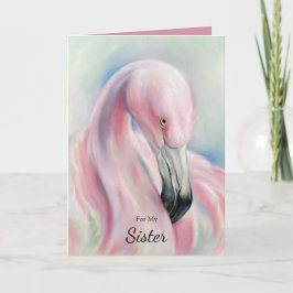 Rosa Flamingo Pastel Art Birthday Kort
