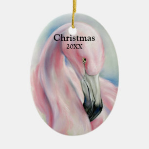 Rosa Flamingo Pastel Art jul Julgransprydnad Keramik