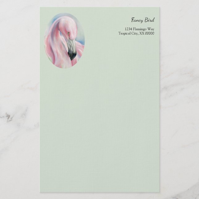 Rosa Flamingo Pastel Art Personlig Brevpapper (Framsida)