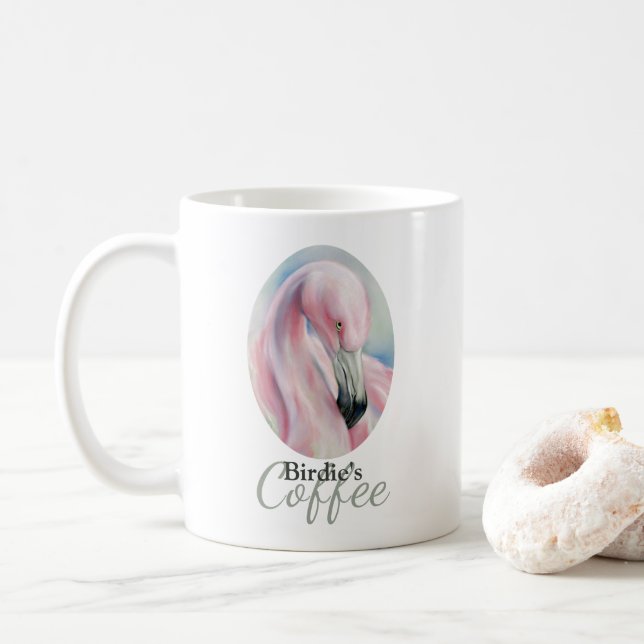 Rosa Flamingo Pastel Art Personlig Kaffemugg (Med munk)