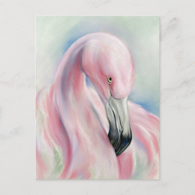 Rosa Flamingo Pastel Art Vykort (Framsida)