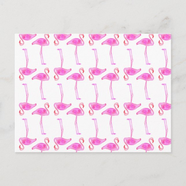 Rosa Flamingo Pattern 2 Vykort (Framsida)