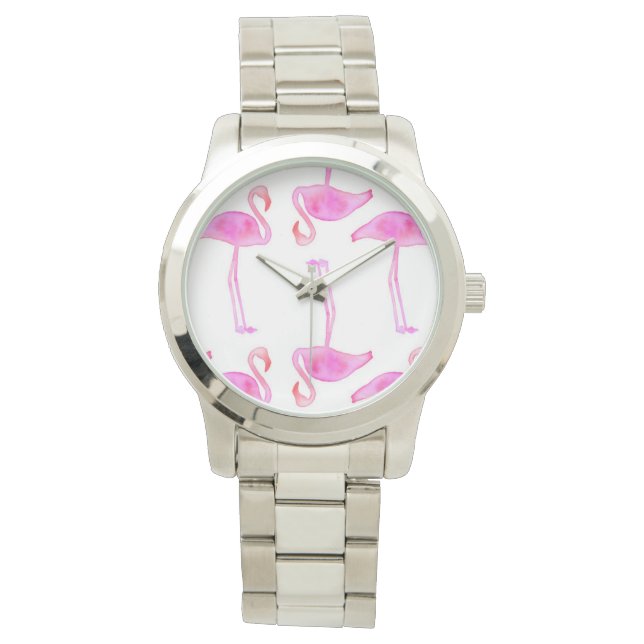 Rosa Flamingo Pattern Armbandsur (Framsida)