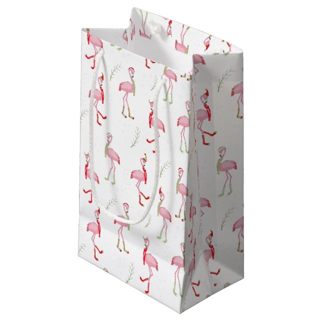 Rosa Flamingo Pattern Jul Cute (Framsidan Vinklad)