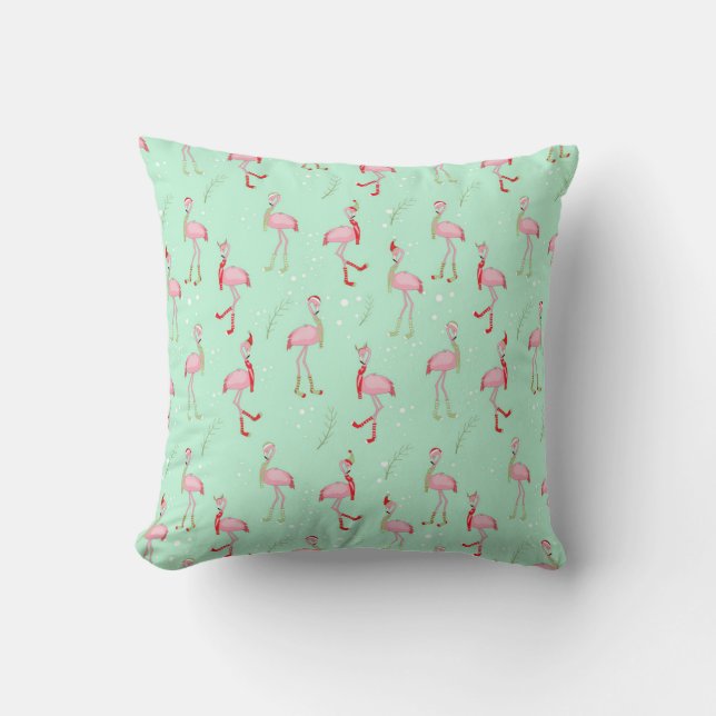 Rosa Flamingo Pattern Jul Cute Kudde (Framsida)