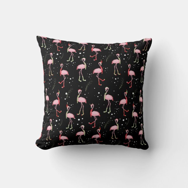 Rosa Flamingo Pattern Jul Cute Kudde (Framsida)