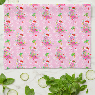 Rosa Flamingo Pattern Kökshandduk