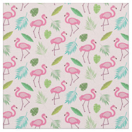 Rosa Flamingo Pattern med Tropical löv Tyg