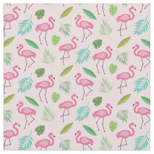 Rosa Flamingo Pattern med Tropical löv Tyg