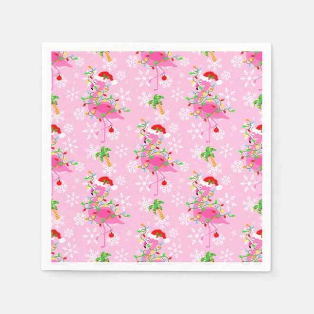 Rosa Flamingo Pattern Pappersservett (Framsidan)