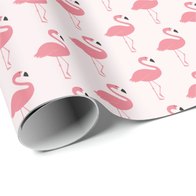Rosa Flamingo Pattern Presentpapper (Rullad Hörn)
