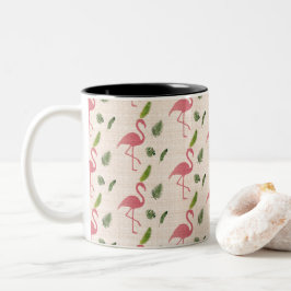 Rosa Flamingo Pattern Två-Tonad Mugg