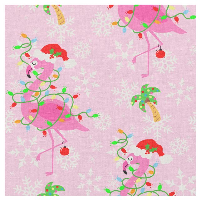Rosa Flamingo Pattern Tyg (Närbild)