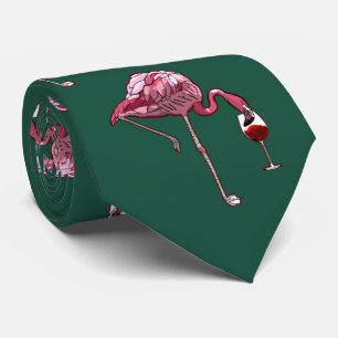 Rosa Flamingo Pattern Vin Drinker Grönt Novelty Slips