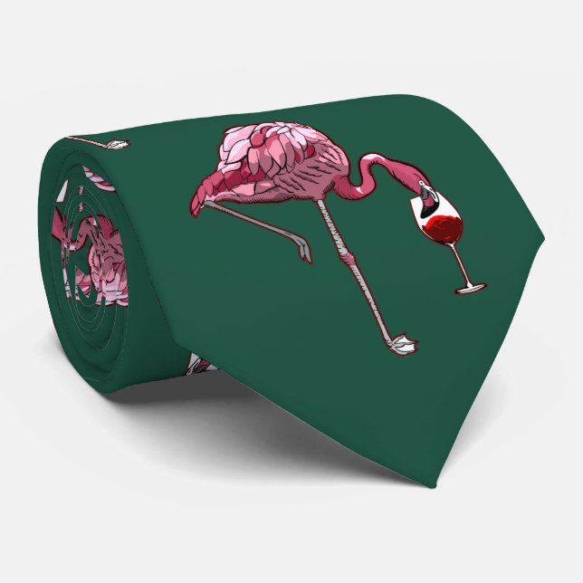 Rosa Flamingo Pattern Vin Drinker Grönt Novelty Slips (Rullad)