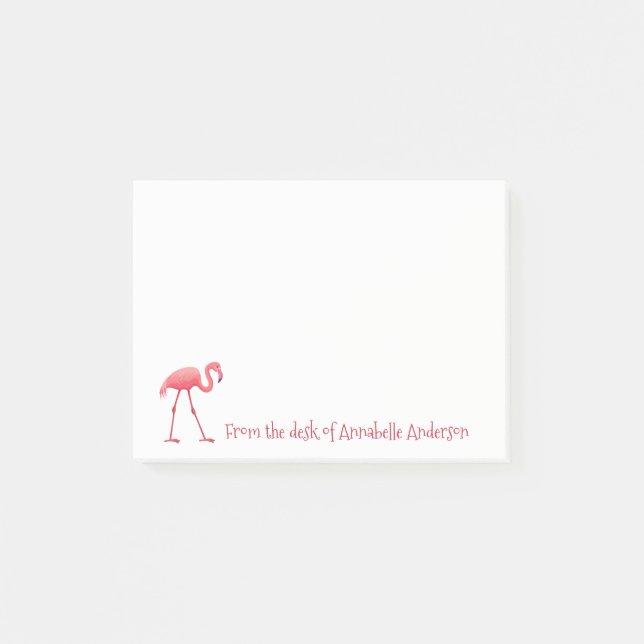 Rosa Flamingo Personalize Post-it Notes Block (Framsida)