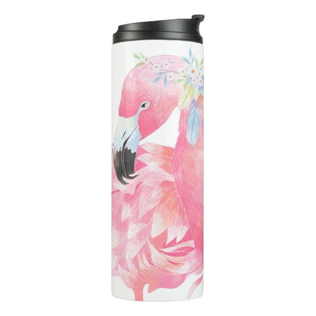 Rosa Flamingo personifierad termisk Tumbler (Roterad vänster)