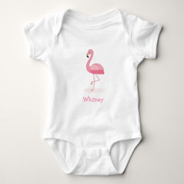 Rosa Flamingo Personlig Baby Bodykostym T Shirt (Framsida)