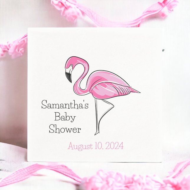 Rosa Flamingo Personlig Baby Shower Pappersservett (Skapare uppladdad)