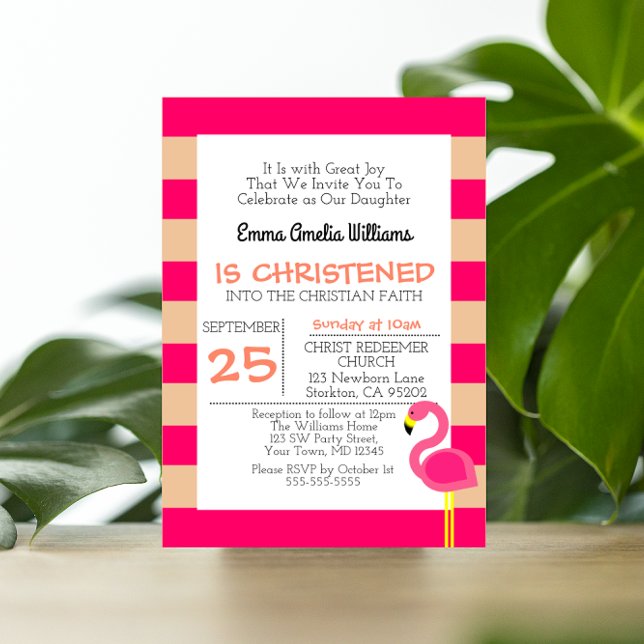 Rosa Flamingo Personlig Baptism-inbjudan Inbjudningar (Skapare uppladdad)