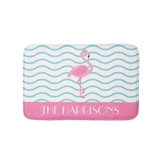 Rosa Flamingo Personlig Bath Mat Badrumsmatta (Framsidan)