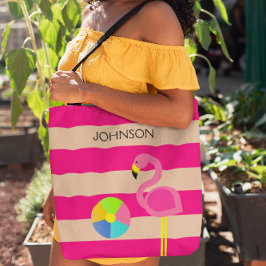 Rosa Flamingo Personlig Beach Tote Tygkasse