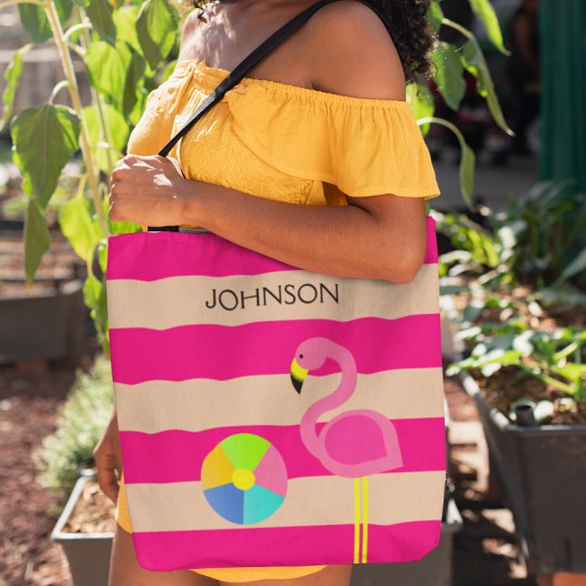 Rosa Flamingo Personlig Beach Tote Tygkasse (Skapare uppladdad)