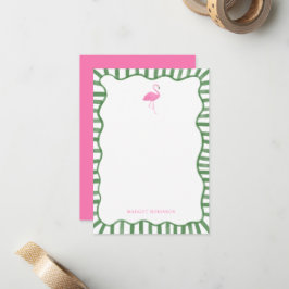 Rosa Flamingo Personlig Brevpapper Notkort Anteckningskort