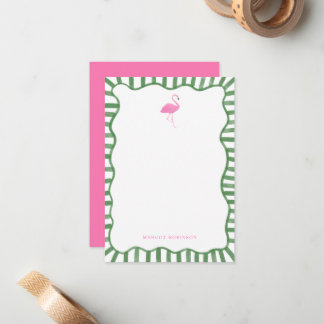 Rosa Flamingo Personlig Brevpapper Notkort Anteckningskort