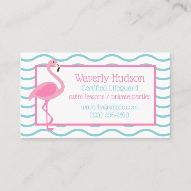 Rosa Flamingo Personlig Business Contact Card Visitkort (Framsida)