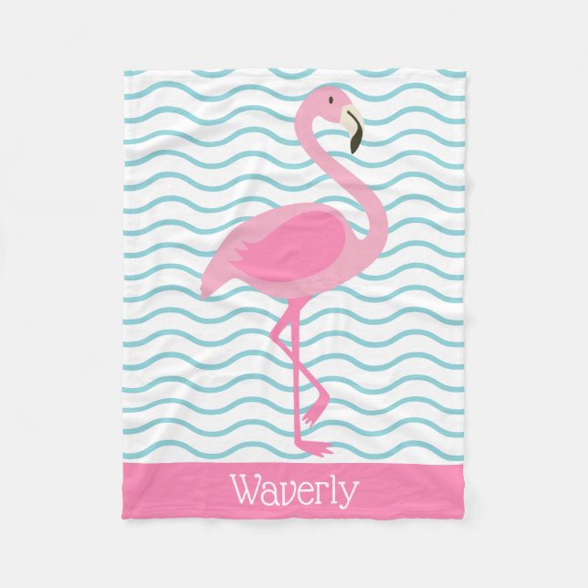 Rosa Flamingo Personlig Fleece Blanket (Framsidan)