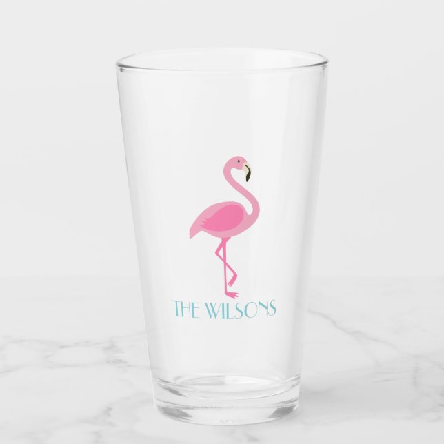 Rosa Flamingo Personlig Glass Tumbler Glaskopp (Framsida)