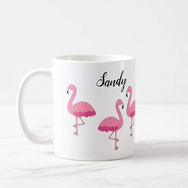 Rosa Flamingo Personlig Kaffe Mugg (Vänster)