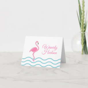 Rosa Flamingo Personlig-mappade anteckningskort