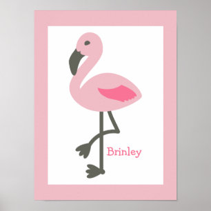 Rosa Flamingo Personlig Nursery Artwork Poster