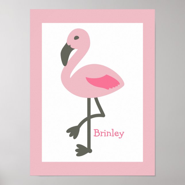Rosa Flamingo Personlig Nursery Artwork Poster (Framsidan)