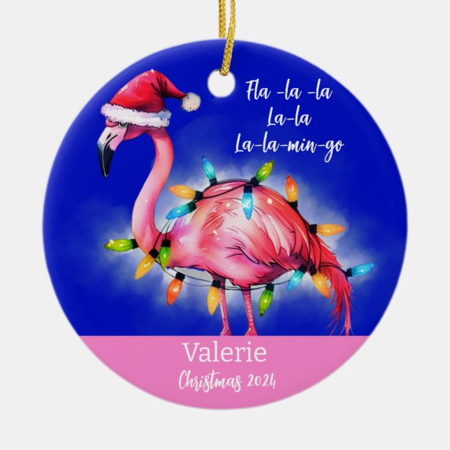 Rosa Flamingo Personlig Ornament (Framsidan)