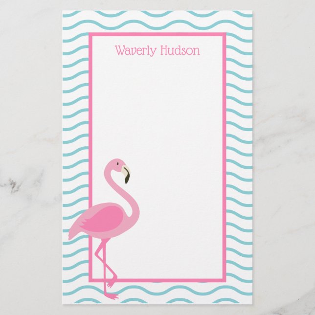 Rosa Flamingo Personlig Stationery (Framsida)