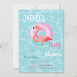 Rosa flamingo pool flyter sommarfödelsedagsfest inbjudningar