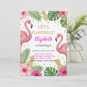 Rosa Flamingo Pool Födelsedagsfest Inbjudningar