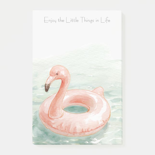 Rosa Flamingo Pool Njut av de Små Sakarna Post-it Block (Framsida)
