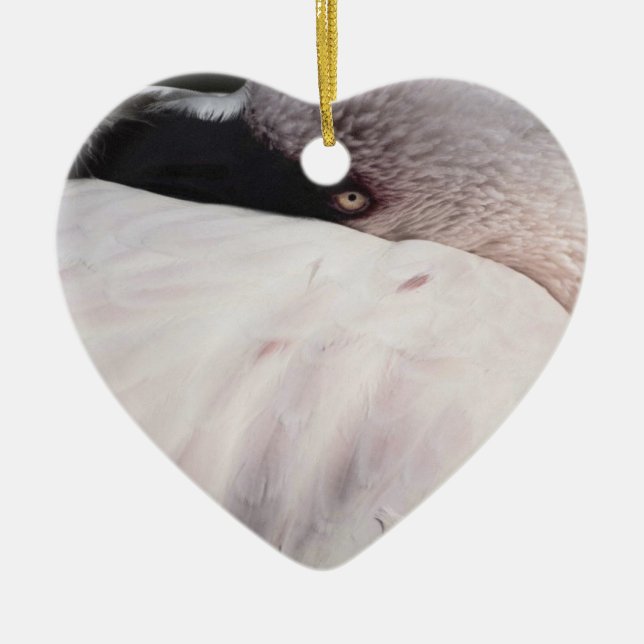 Rosa Flamingo Porträtt Ritning Effekt Konst Julgransprydnad Keramik (Framsidan)