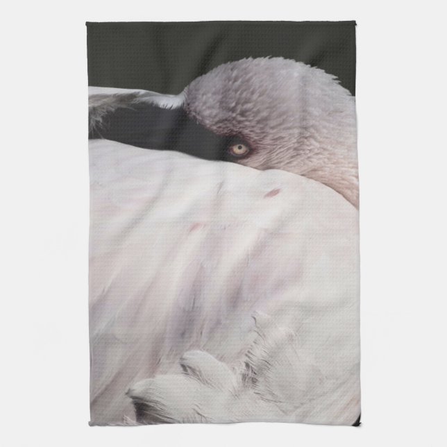 Rosa Flamingo Porträtt Ritning Effekt Konst Kökshandduk (Vertikal)