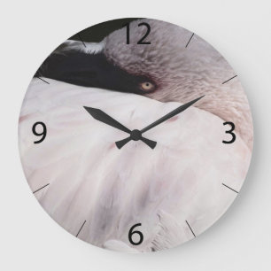 Rosa Flamingo Porträtt Ritning Effekt Konst Stor Klocka