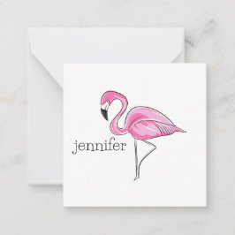 Rosa Flamingo Preppy Personlig Anteckningskort