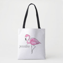 Rosa Flamingo Preppy Personlig Tygkasse