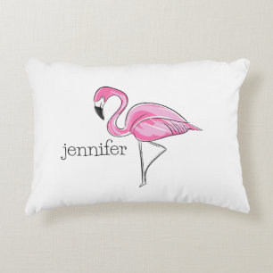 Rosa Flamingo Preppy Tropical Personlig Prydnadskudde