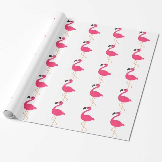Rosa Flamingo Presentpapper (Utrullad)