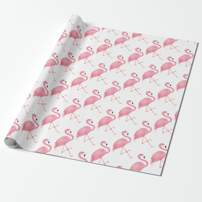 Rosa flamingo presentpapper (Utrullad)