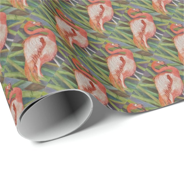 ROSA FLAMINGO PRESENTPAPPER (Rullad Hörn)